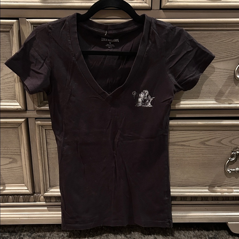 True Religion Black V-Neck Tee